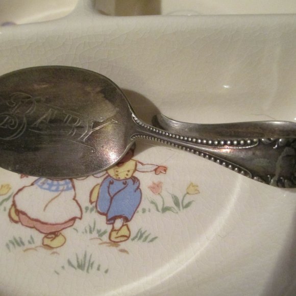 Vintage Baby Divided Warming Dish Excello Chromium w/Curved Silver Baby Spoon - Picture 8 of 10